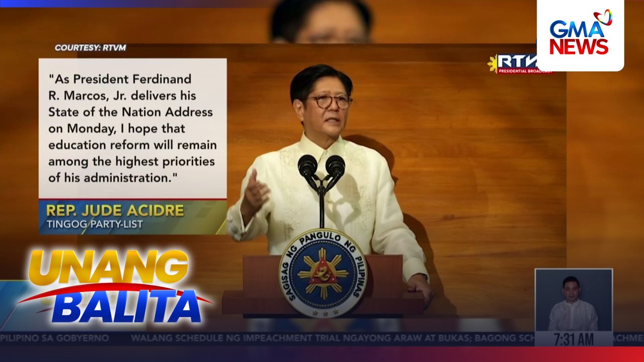 Mga programa at polisiya sa edukasyon at ekonomiya, hiling na matalakay ng ilang kongresista sa SONA 2026 | Unang Balita