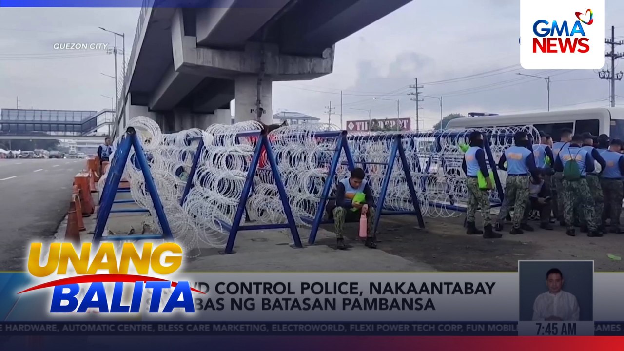 Crowd control police, nakaantabay sa labas ng Batasan Pambansa | Unang Balita