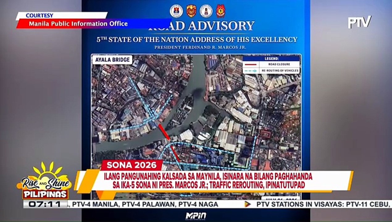 Ilang pangunahing kalsada sa Maynila, isinara na bilang paghahanda sa ika-5 SONA ni PBBM; traffic rerouting, ipinatutupad #SONA2026