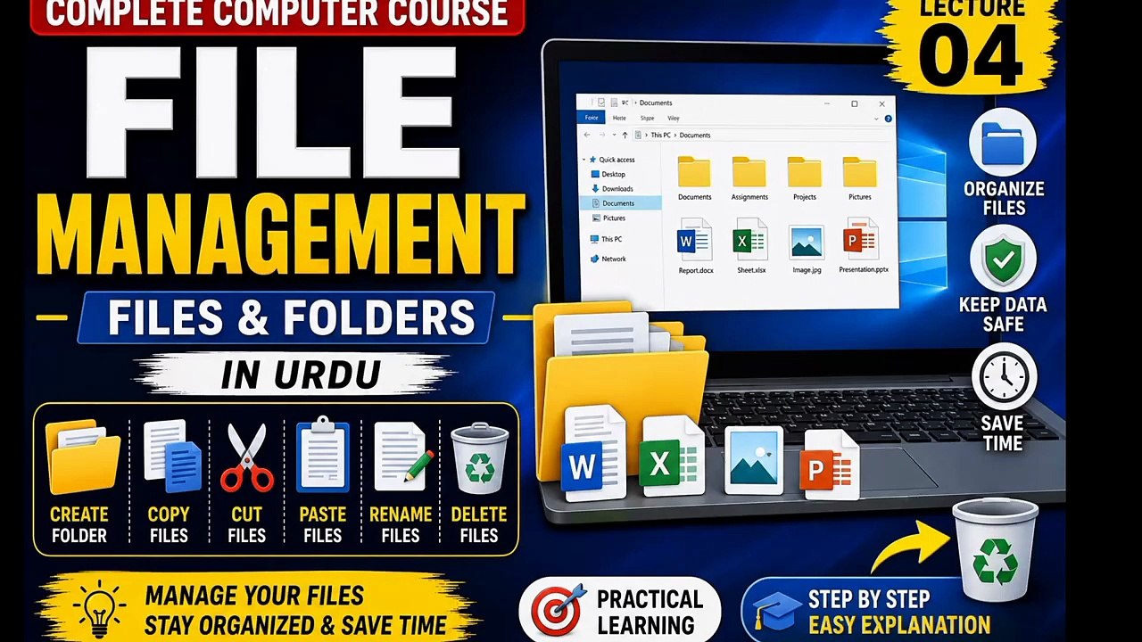 File Management in Urdu _ Files & Folders _ Computer Course Lecture 04