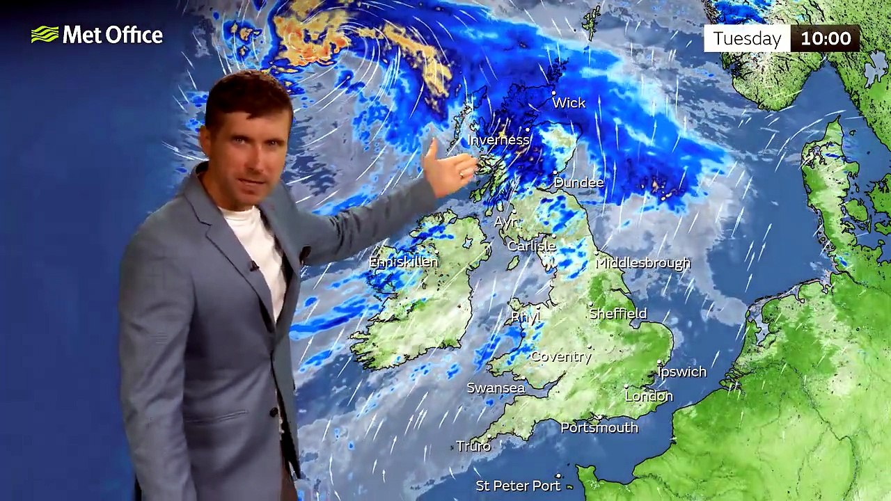 Met Office Monday Evening Weather Forecast 27/07/2026