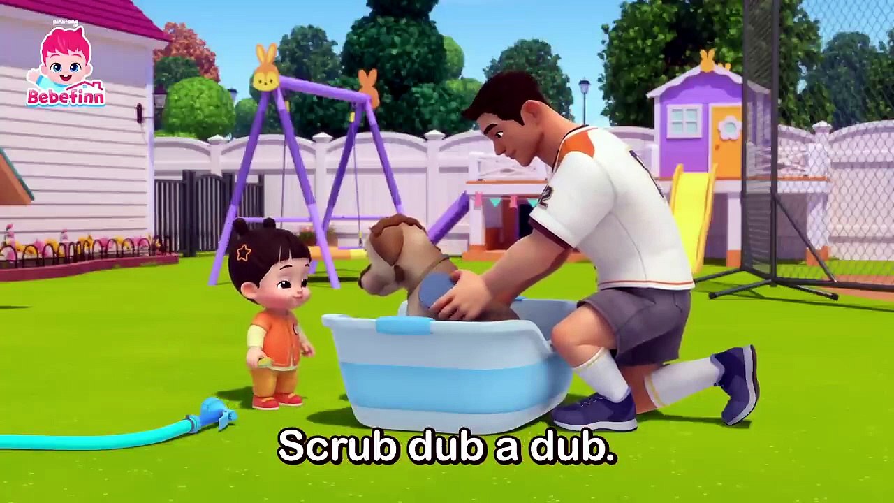 🐶 The Dog Bath Song | EP210 | Scrub Dub a Dub with Mandoo! 🛁 | Bebefinn Nursery Rhymes ✨🎶