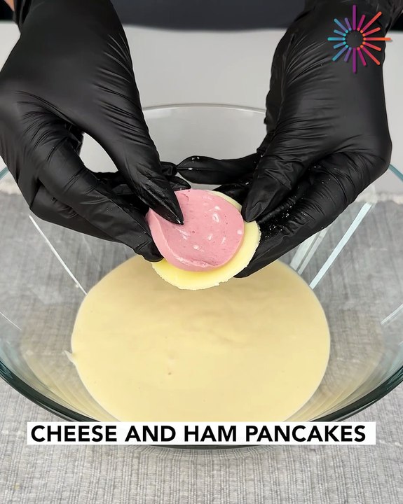Energizing pancakes filled with cheese and ham🥞🧀