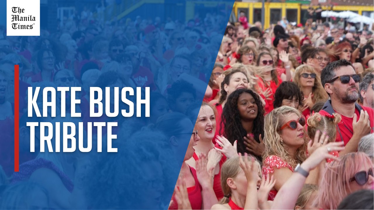 Hundreds of dancers form sea of red on English coast in Kate Bush tribute