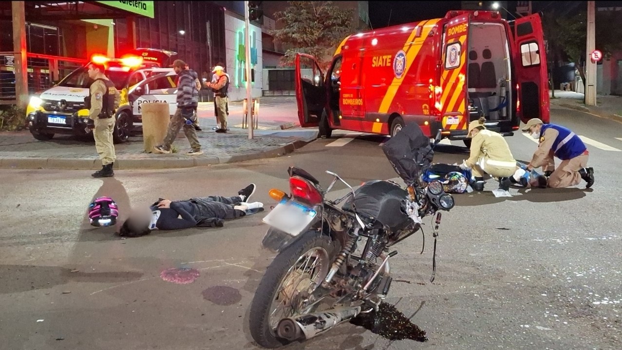 Motociclista sofre fratura exposta em grave acidente na região central de Cascavel