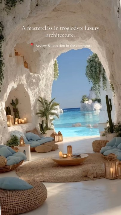 Welcome to Secret Haven. We curate the world's most exceptional stays for demanding travelers. This specific cliffside cave sanctuary caught our editorial team's attention because of its masterful integration of raw, whitewashed rock framing the hyper-vib