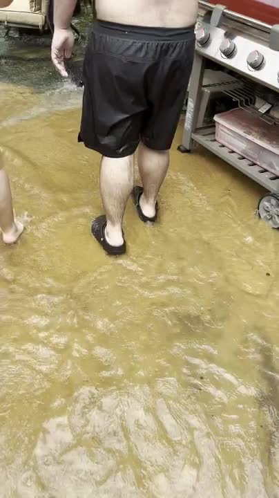 Person Accidentally Tears Pool Liner While Playing Game, Flooding Backyard and Basement