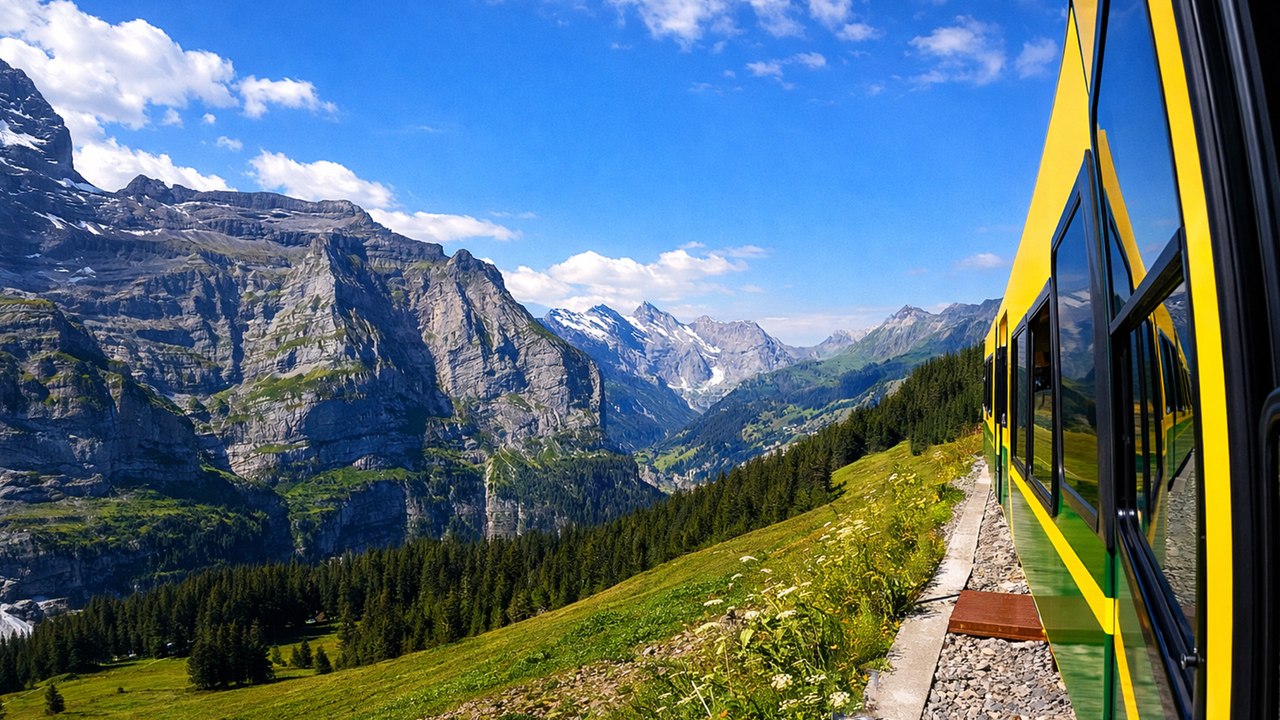 Switzerland Scenic Railway 4K 60fps: Alpine Train Views