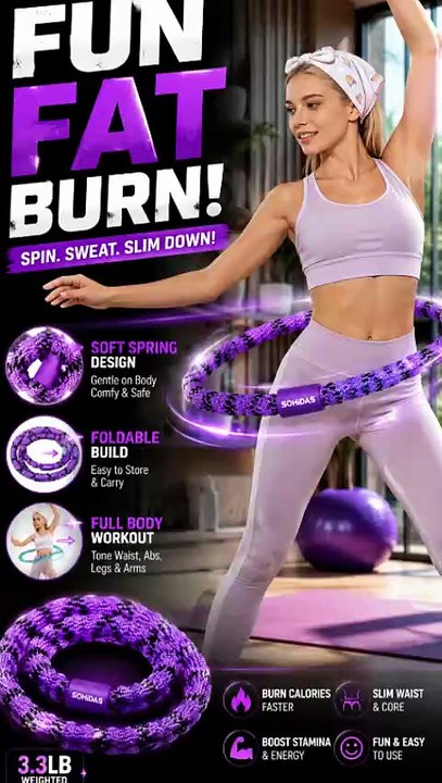 Soft Weighted Hula Hoop | 3.3lb Fitness Hoop for Weight Loss & Core Training | Trend Pickz