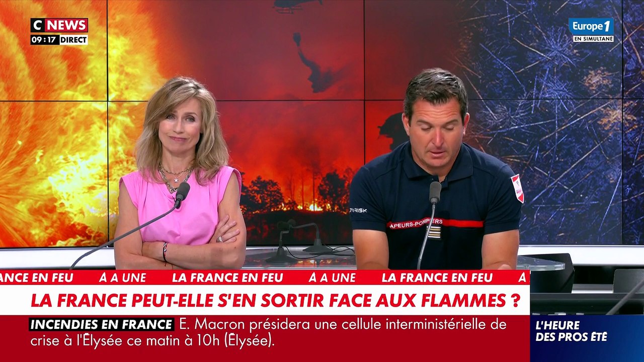Extrait de "L'Heure des Pros été" ce lundi 27 juillet 2026 sur CNews / Eric Brocardi, porte-parole de la Fédération des sapeurs pompiers de France, très ému