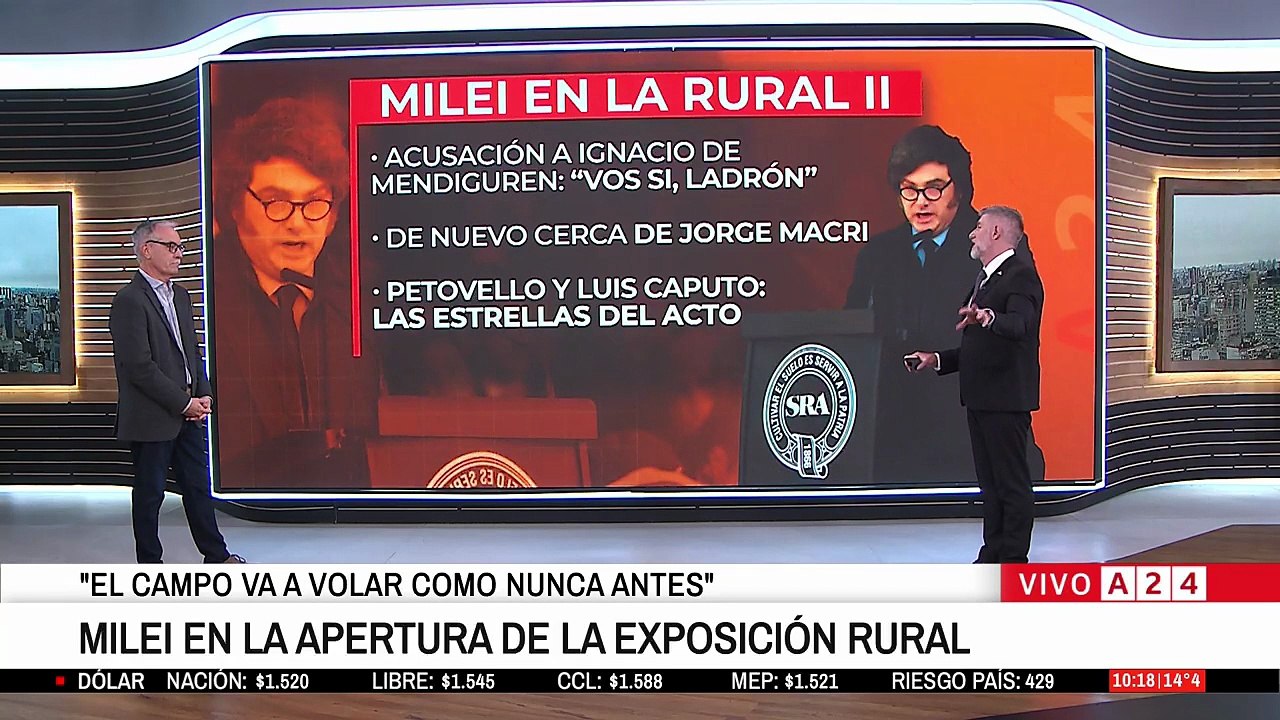 De Mendiguren anticipó que podría denunciar a Milei por haberlo tratado de “ladrón” en La Rural