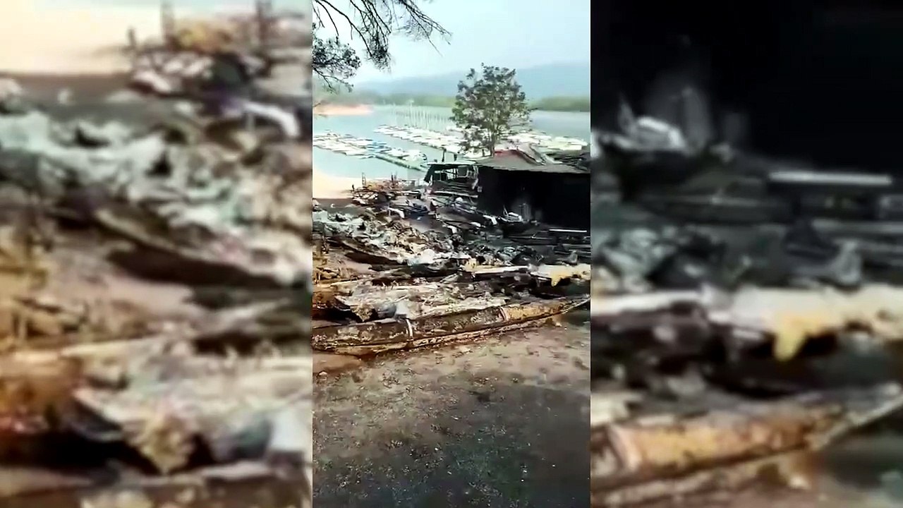 Barcos y chiringuitos arrasados en el pantano de San Juan