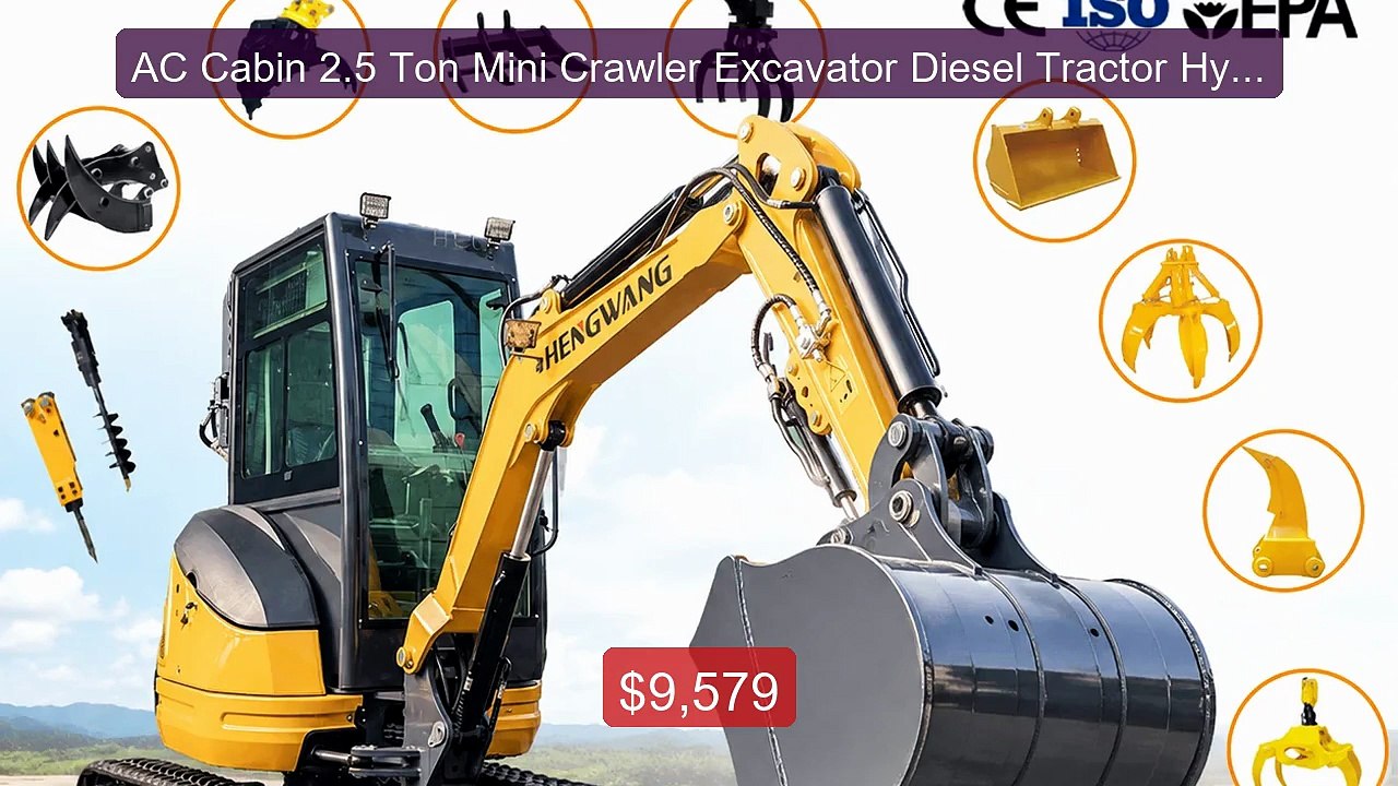 AC Cabin 2.5 Ton Mini Crawler Excavator Diesel...