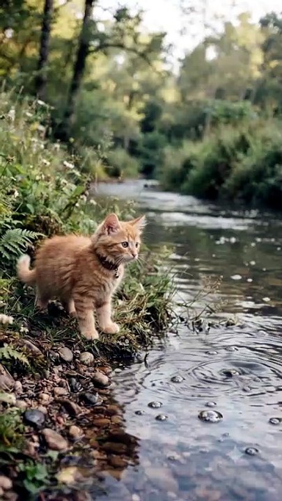 龟大哥助小猫过河 Tortoise helps kitten crosses river