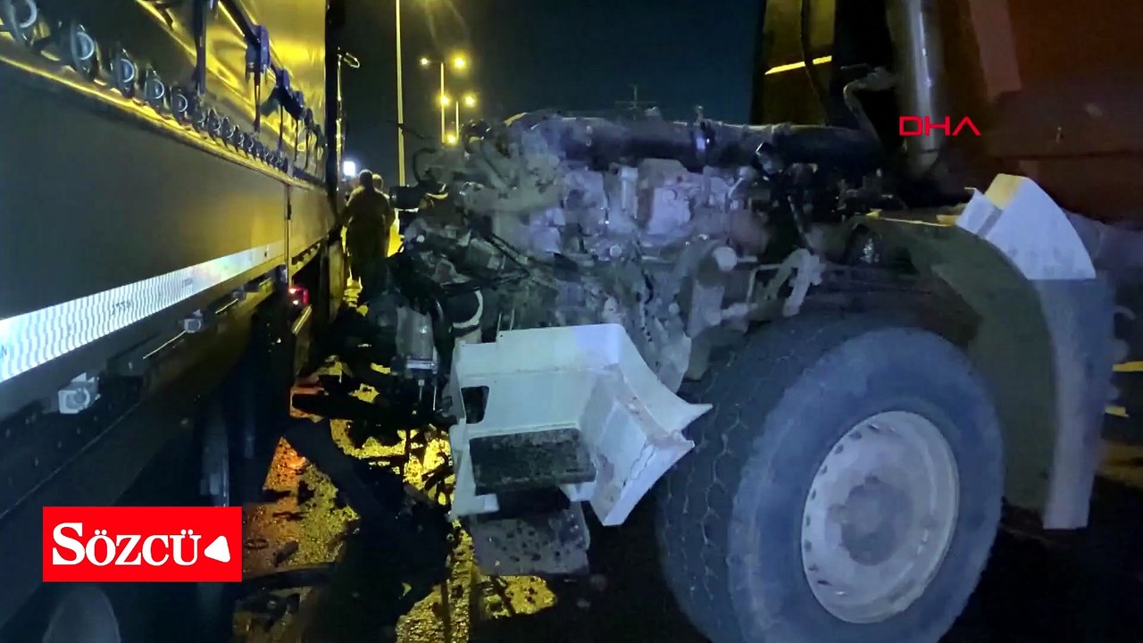 TIR'la çarpışan hafriyat kamyonun kupa kısmı koptu, şoförü yaralandı