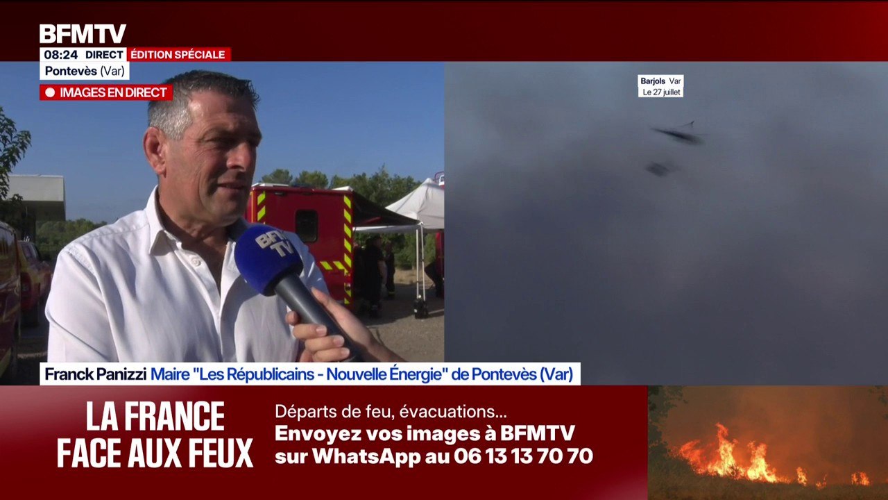"C'est formidable cet engouement", estime Franck Panizzi, maire de Pontevès, dans le Var, au sujet des habitants venant en aide aux pompiers dans la lutte contre les feux