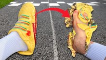 ¡Caminé una milla usando zapatos de dulces!