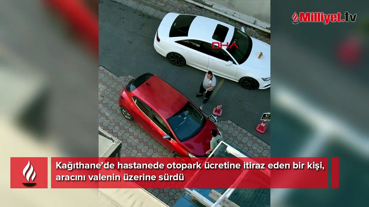 Otopark ücreti tartışması kamerada! Vale aracın önüne geçince sürücü gaza bastı