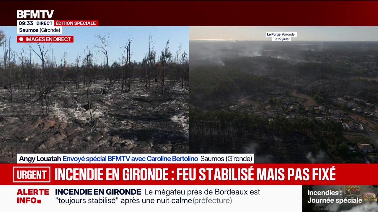 À Saumos, où le feu en Gironde a démarré, la végétation est complètement calcinée
