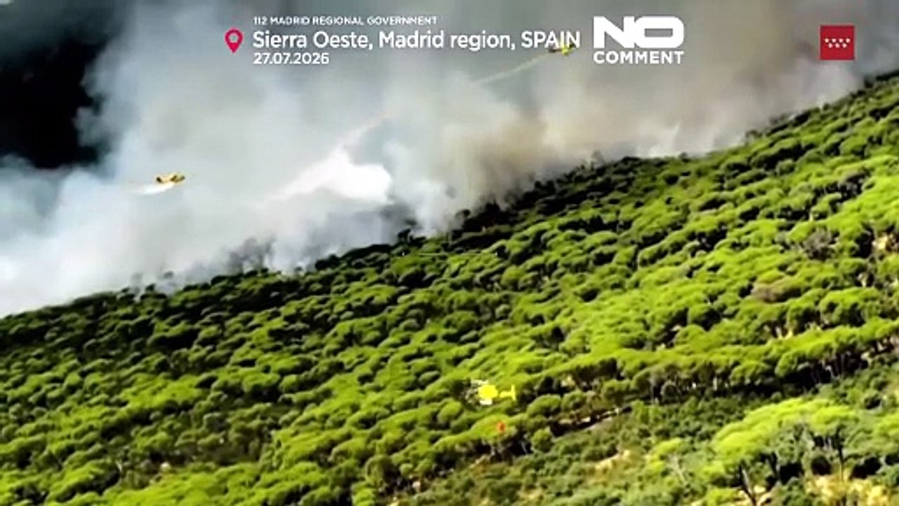 Luftaufnahmen zeigen ausbreitende Waldbrände in der Region Madrid