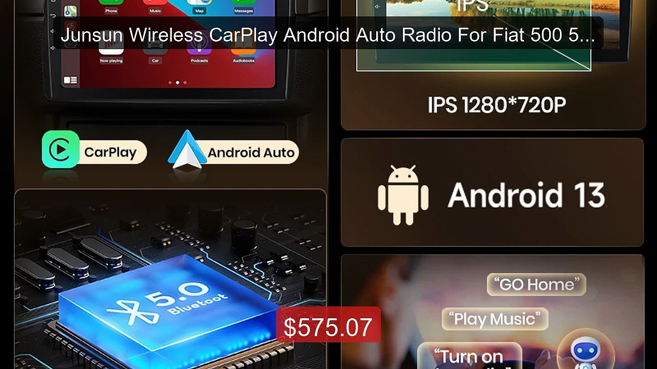 Junsun Wireless CarPlay Android Auto Radio For Fiat 500 500c ... -- Amazing Value 2026 | Must Have!