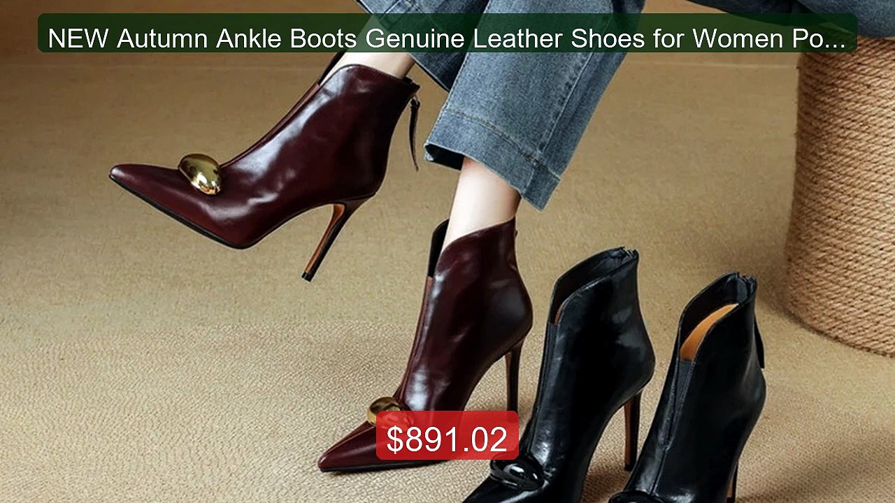 NEW Autumn Ankle Boots Genuine Leather Shoes for Women Pointed Toe ... -- Top Rated 2026 | Buy Now!