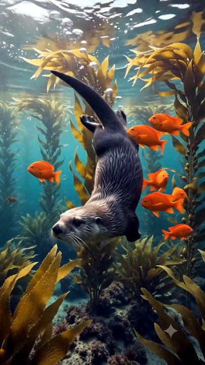 Sea Otter in a Kelp Forest | Peaceful Underwater Wildlife in 4K