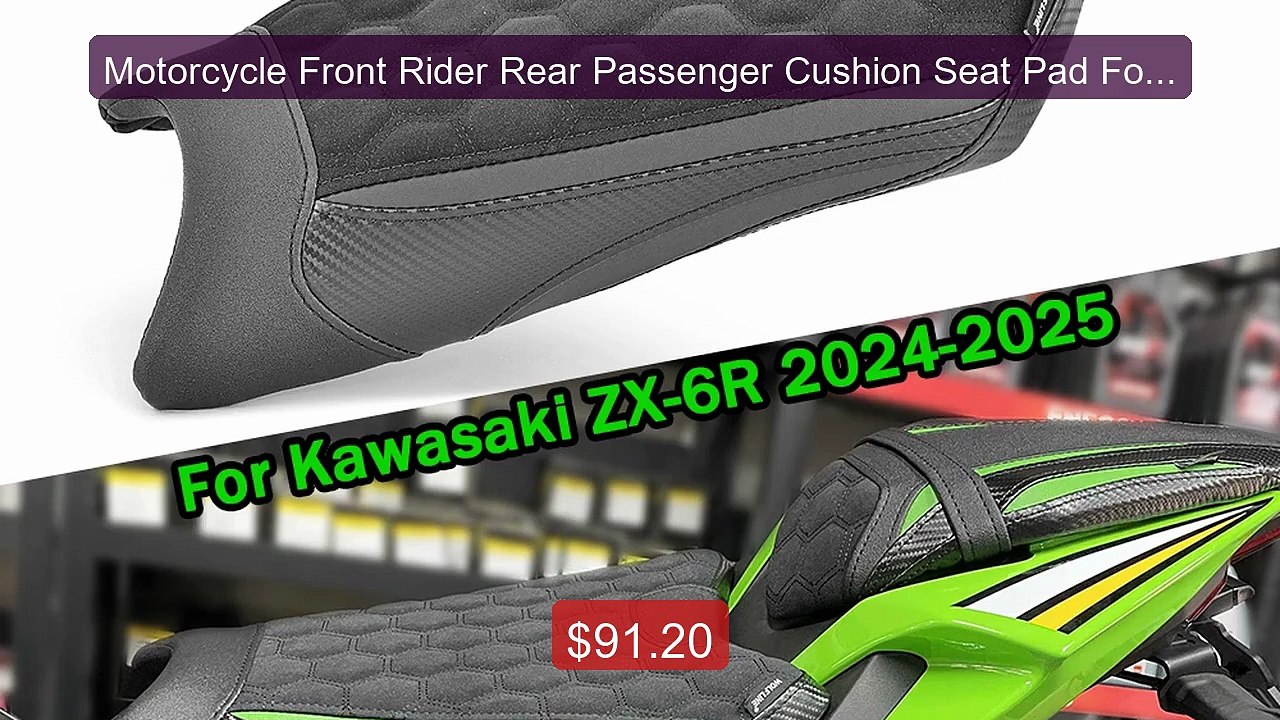Motorcycle Front Rider Rear Passenger Cushion Seat Pad For Kaw