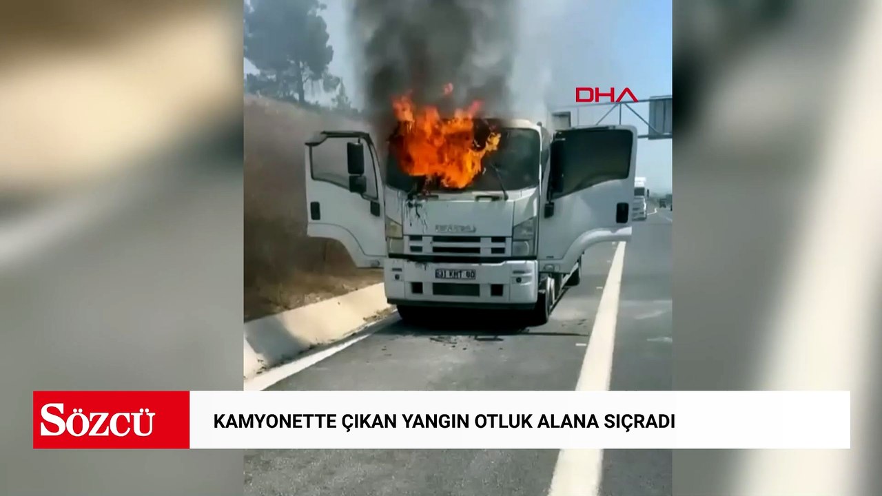 Kamyonette çıkan yangın otluk alana sıçradı