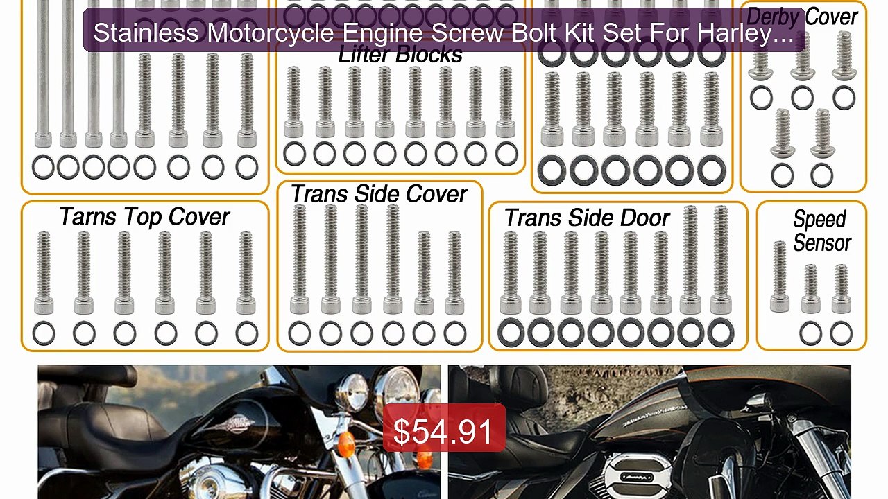 Stainless Motorcycle Engine Screw Bolt Kit Set...