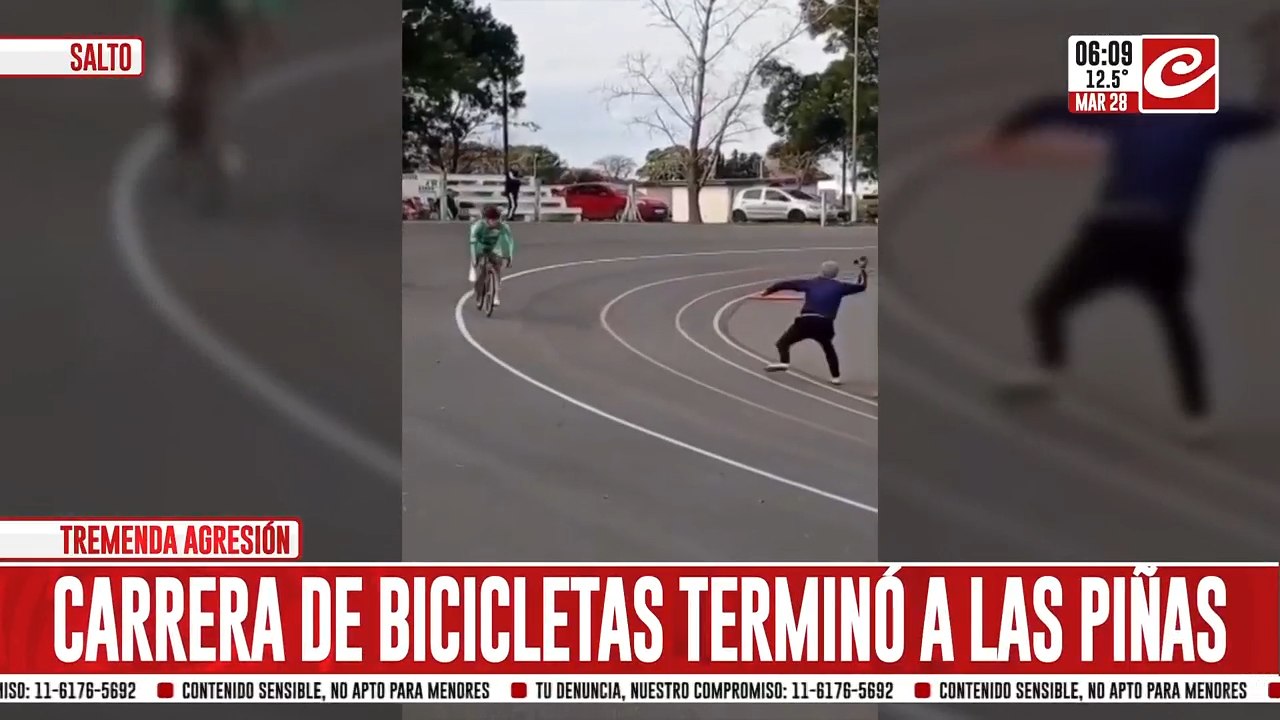 Carrera de bicicletas terminó a las piñas en medio de la pista