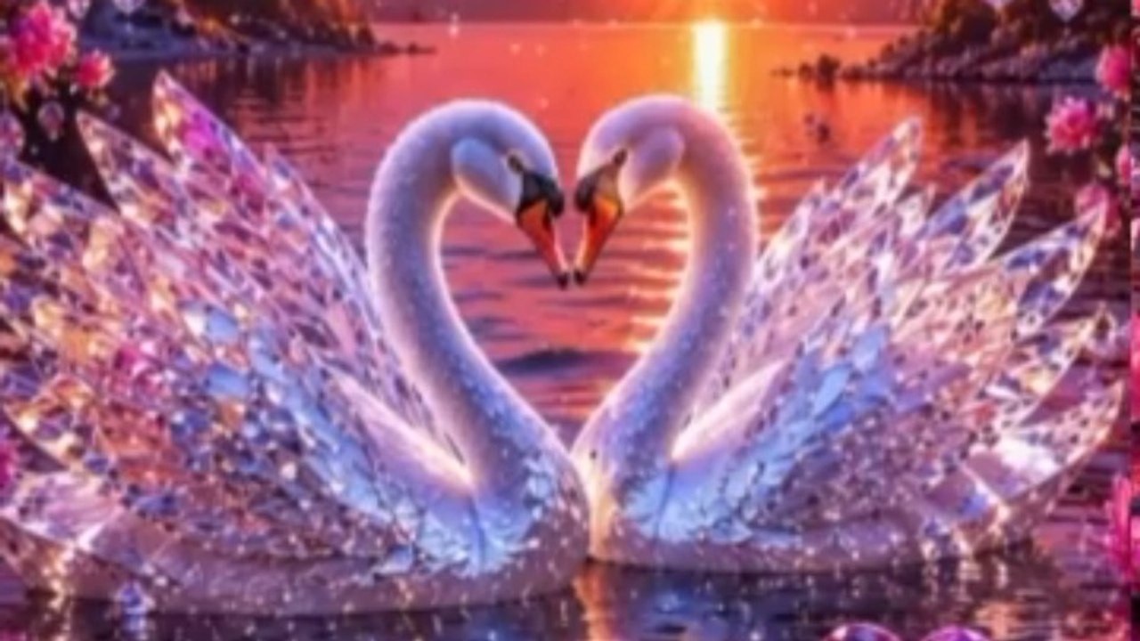 Crystal Swans at Sunset 🌸 8-Minute 4K UHD Rela...