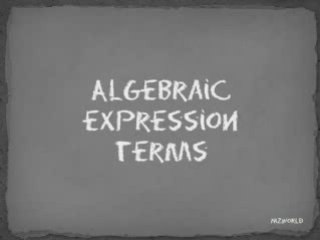 Math Terms of Algebraic Expression