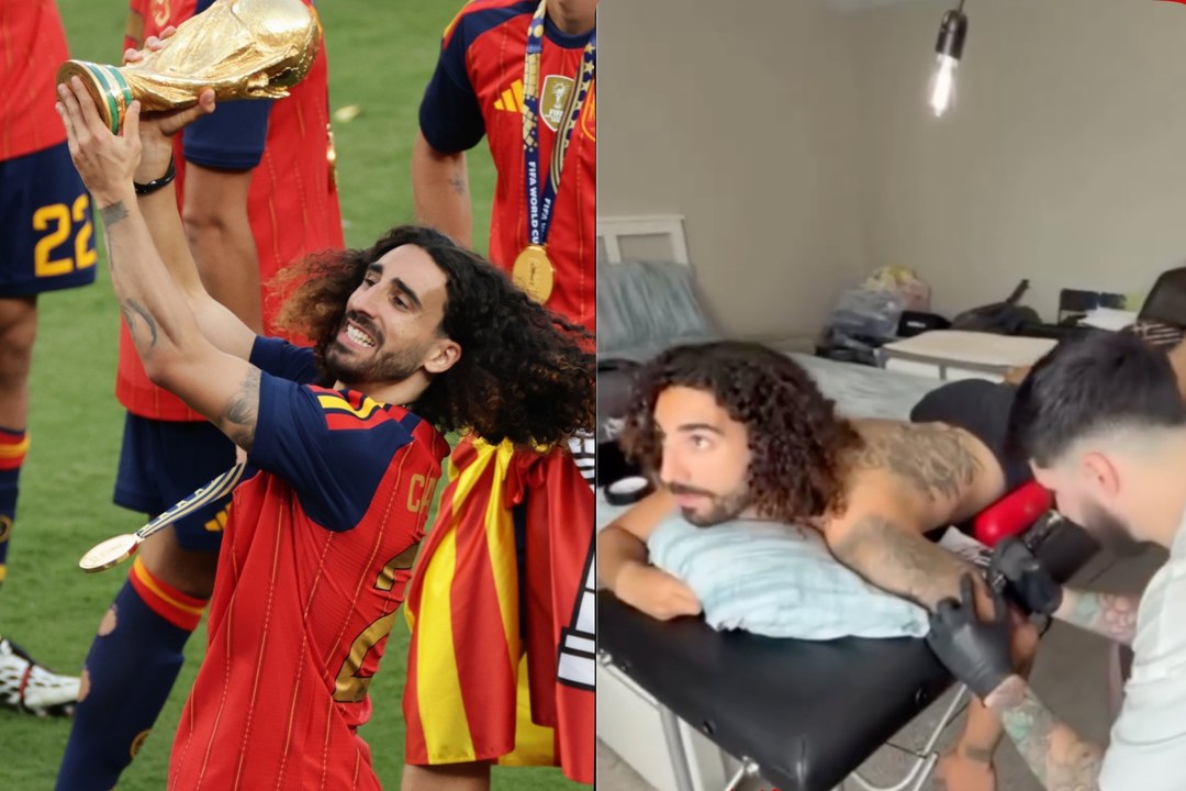 Marc Cucurella cumple su promesa y se tatúa a Luis de la Fuente tras el título mundial de España