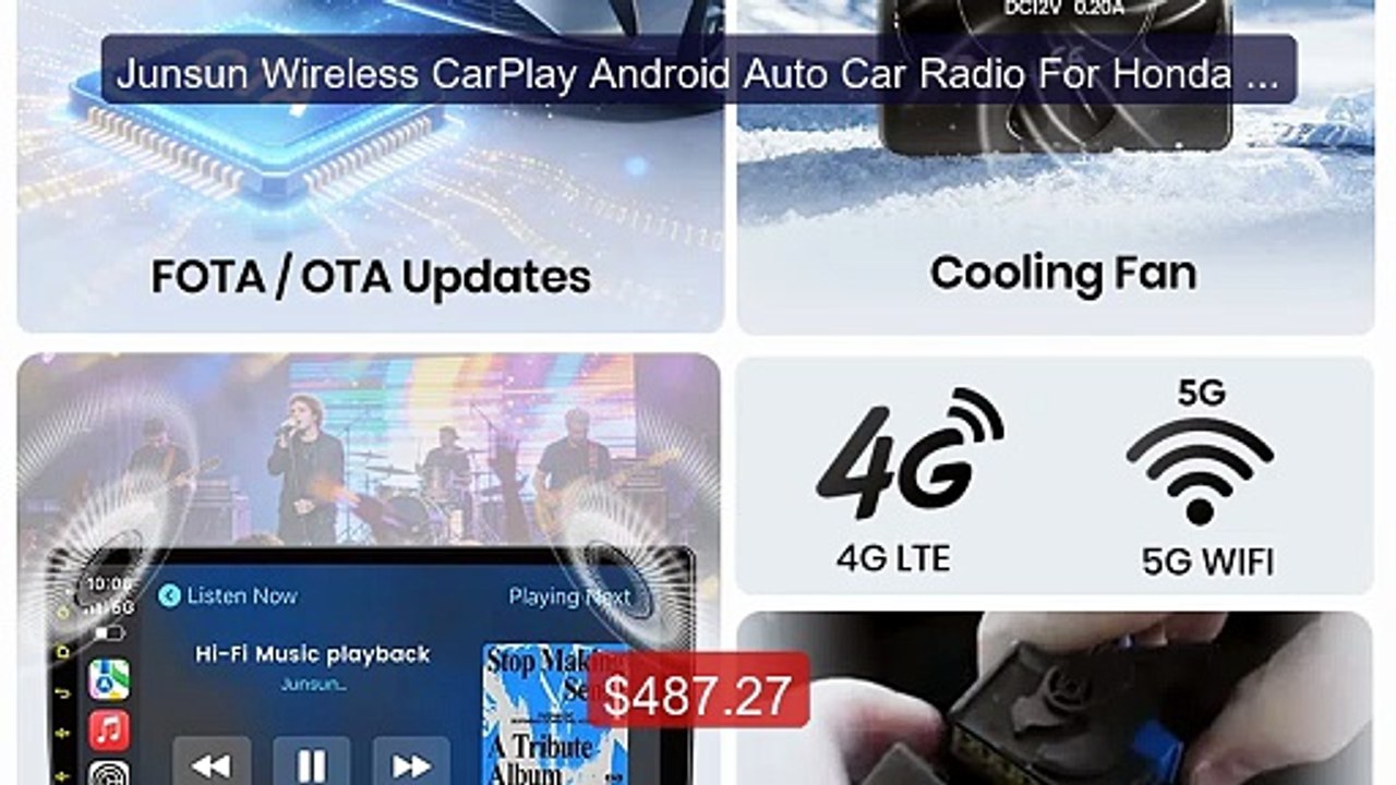 Junsun Wireless CarPlay Android Auto Car Radio For Honda CR-V ... -- Best Buy 2026 | Great Quality!