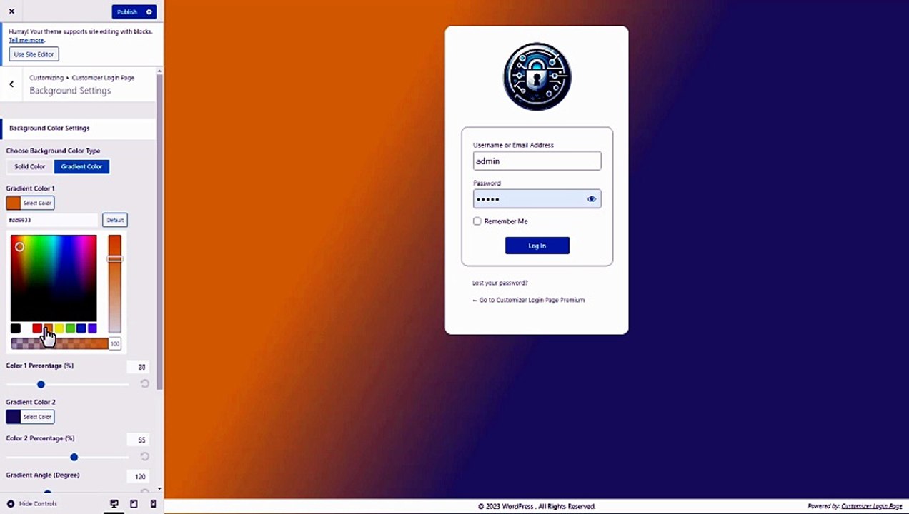 How to Customize Background Settings in Customizer Login Page