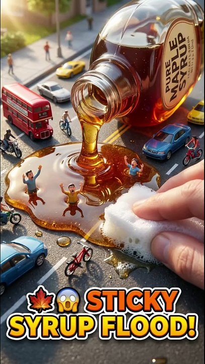 🍁 Giant Maple Syrup Flood! Giant Hand Saves the Tiny City! 😱