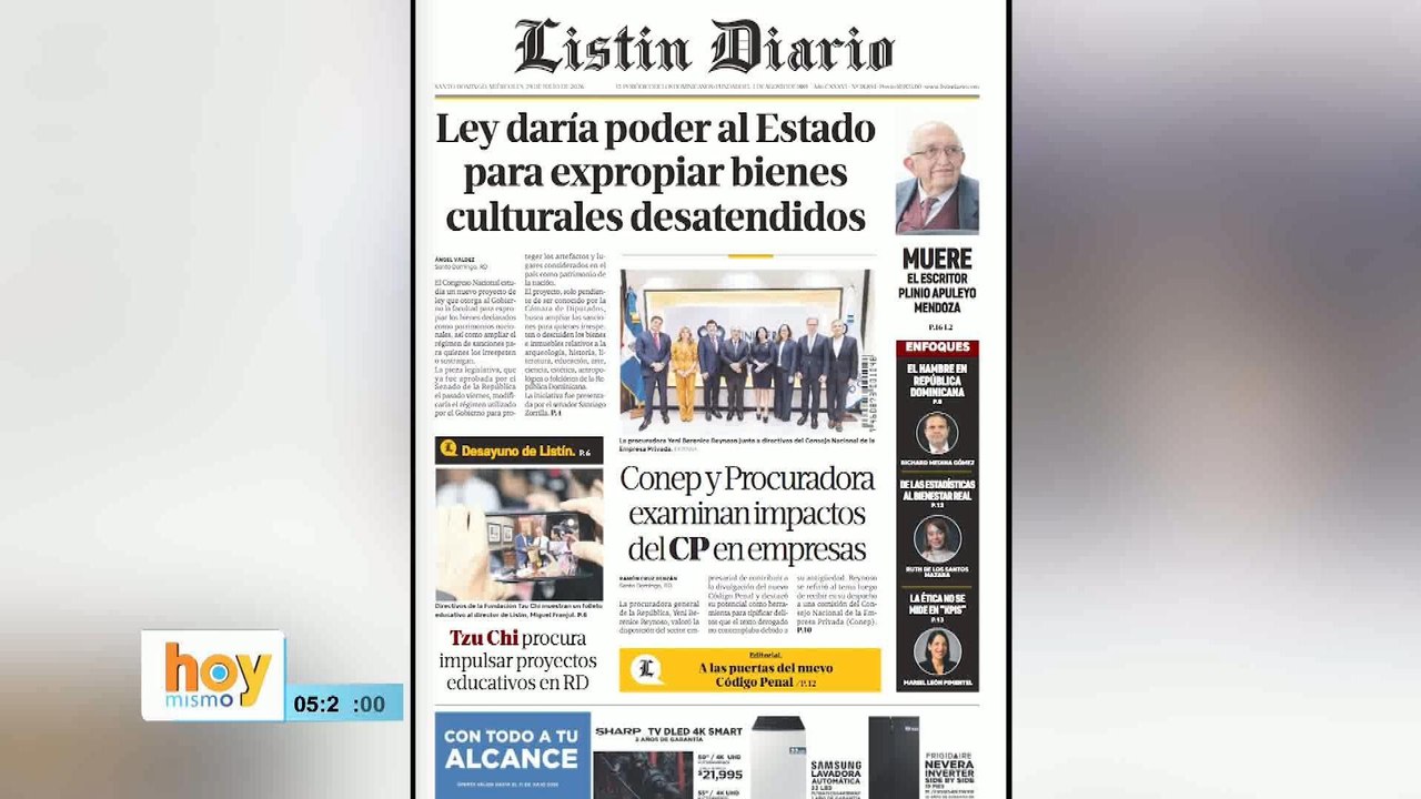 Titulares prensa dominicana miércoles 29 de julio 2026 | Hoy Mismo