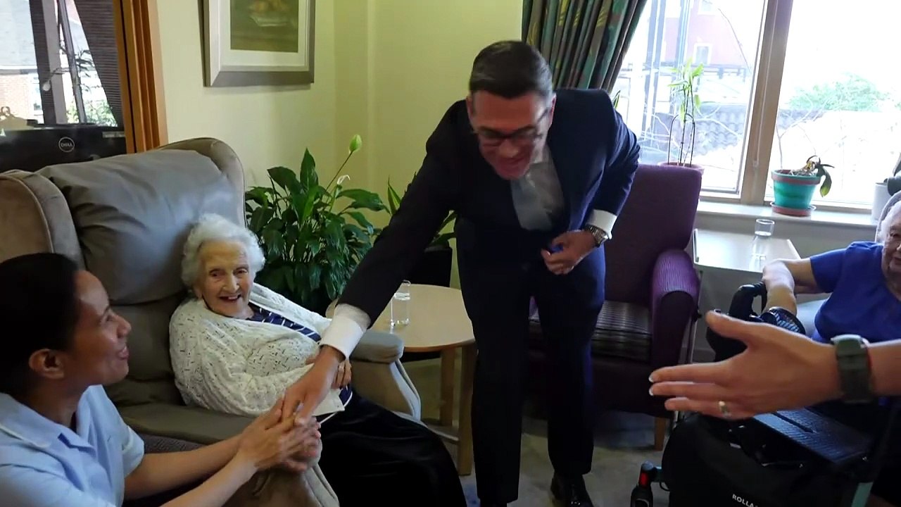Andy Burnham visits a care home in London