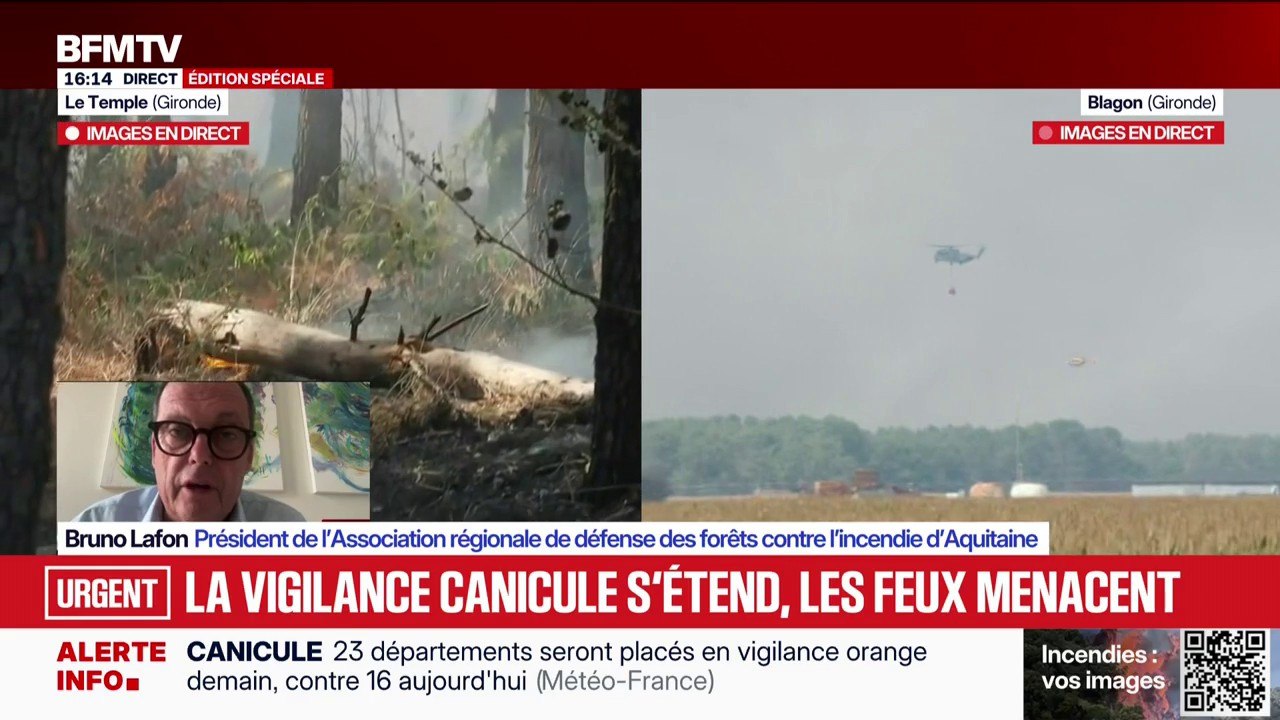 Incendie en Gironde: la période devient "plus difficile" explique le maire de Biganos, avant de repartir sur le terrain