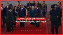 لحظة استقبال الرئيس السيسي للرئيس الصيني وقرينته بقصر الاتحادية