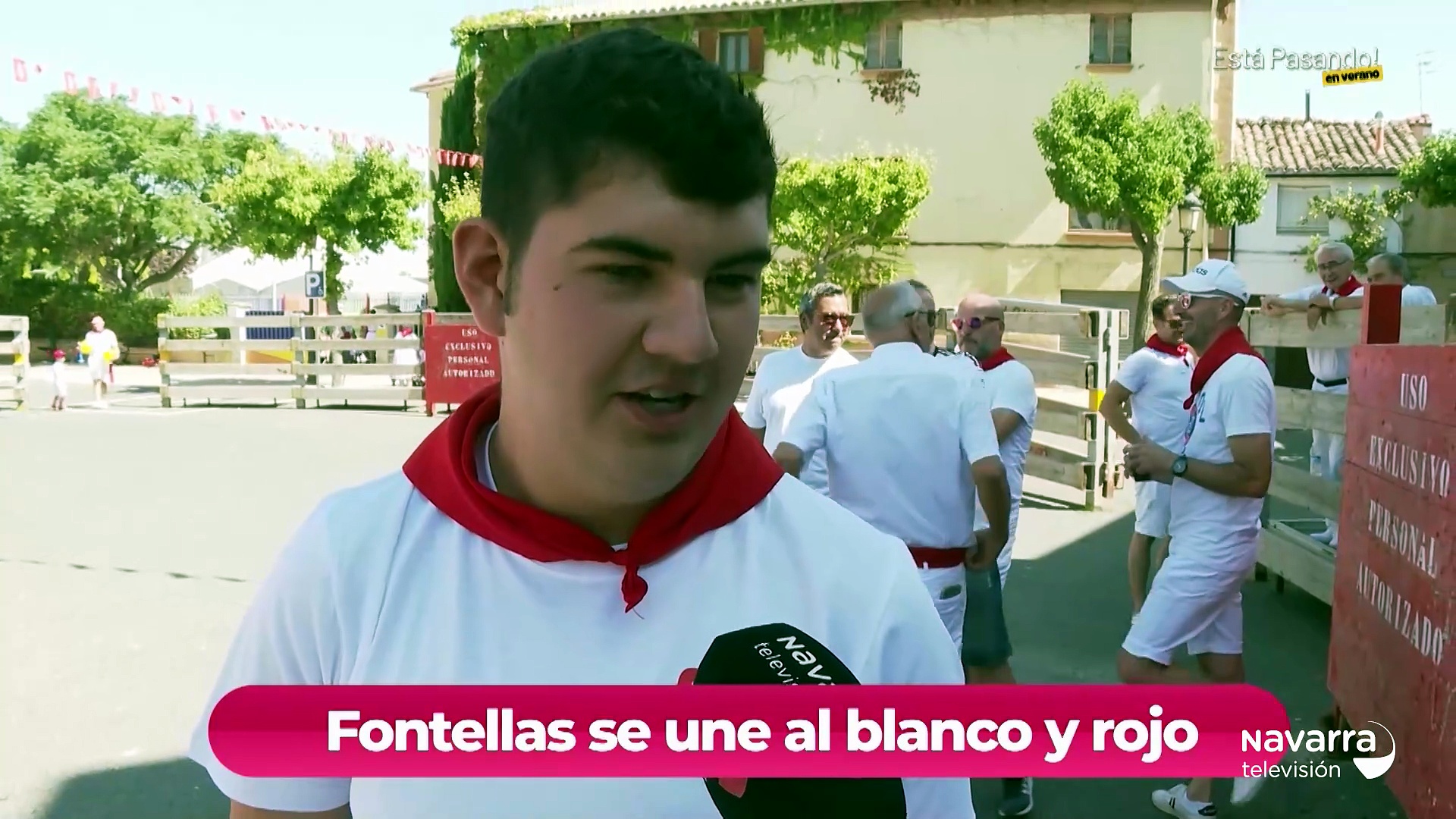 Fontellas, de blanco y rojo, en honor a la Virgen del Rosario