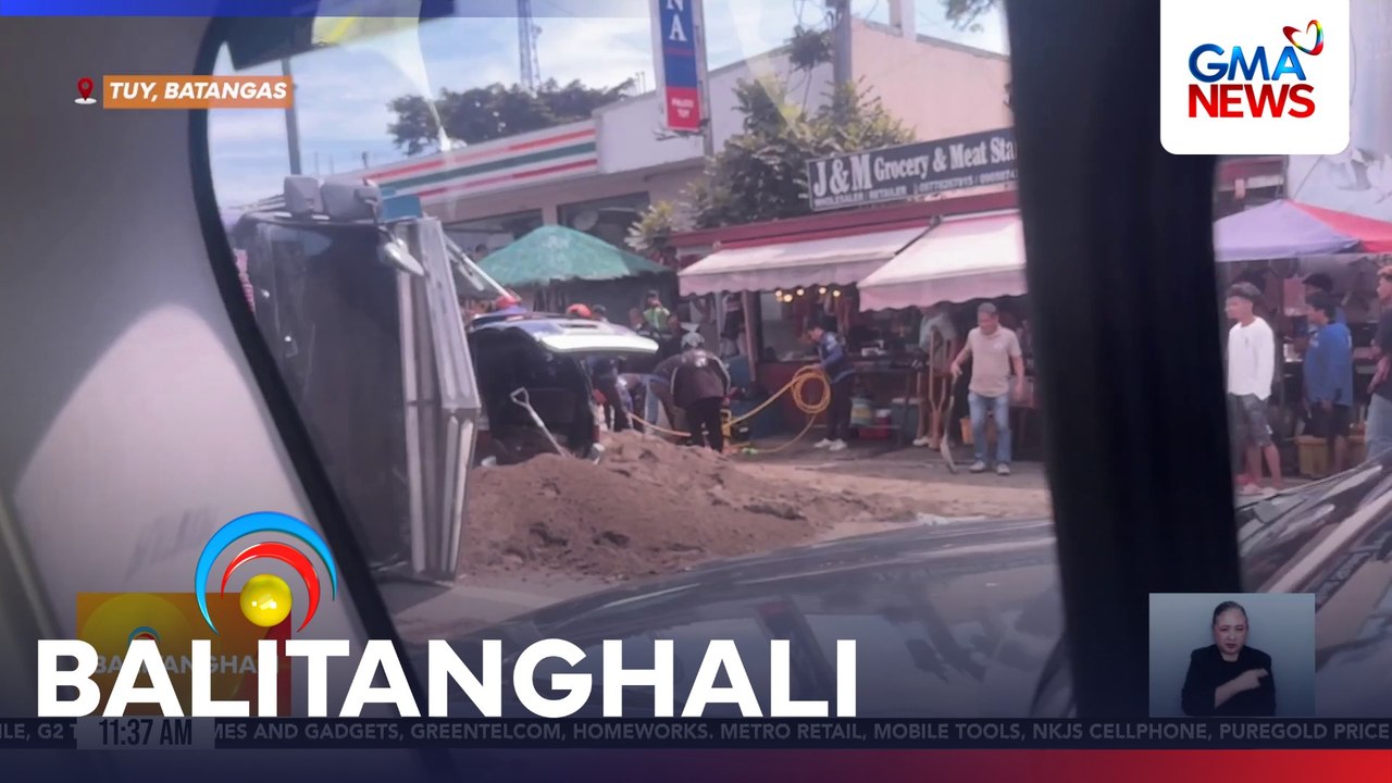 AUV driver, sugatan matapos matabunan ng kargang lupa ng tumagilid na truck | Balitanghali