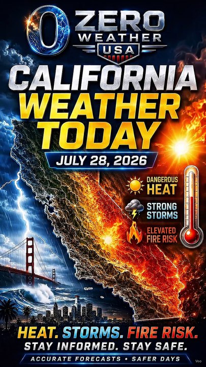 California Weather Today — July 28, 2026 | Cool Coast, Hot Deserts, Fire & Beach Hazards