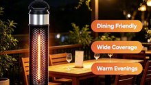 1200W Weatherproof Freestanding Infrared Patio Heater Wide Heating Range Equipment For Bar Outdoor Dining Area