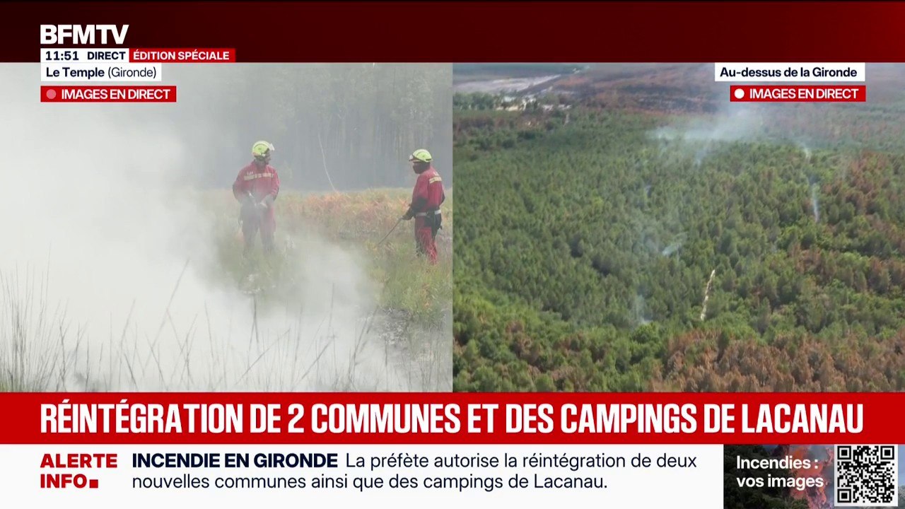 Incendie en Gironde: les habitants de deux nouvelles communes autorisées à rentrer chez eux, des campings de Lacanau rouverts