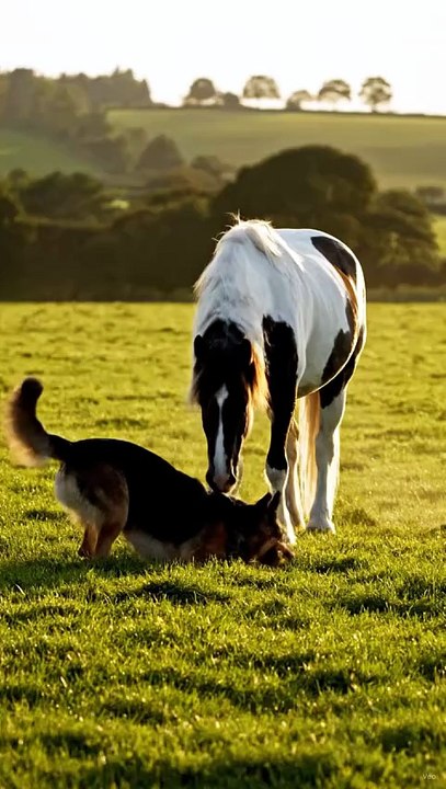 German Shepherd and Horse Playing 2026