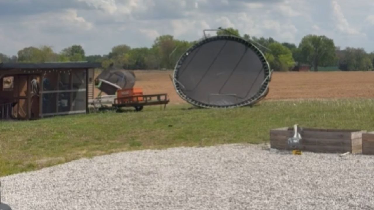 Wind Gust Sends Yard Gear Into Motion