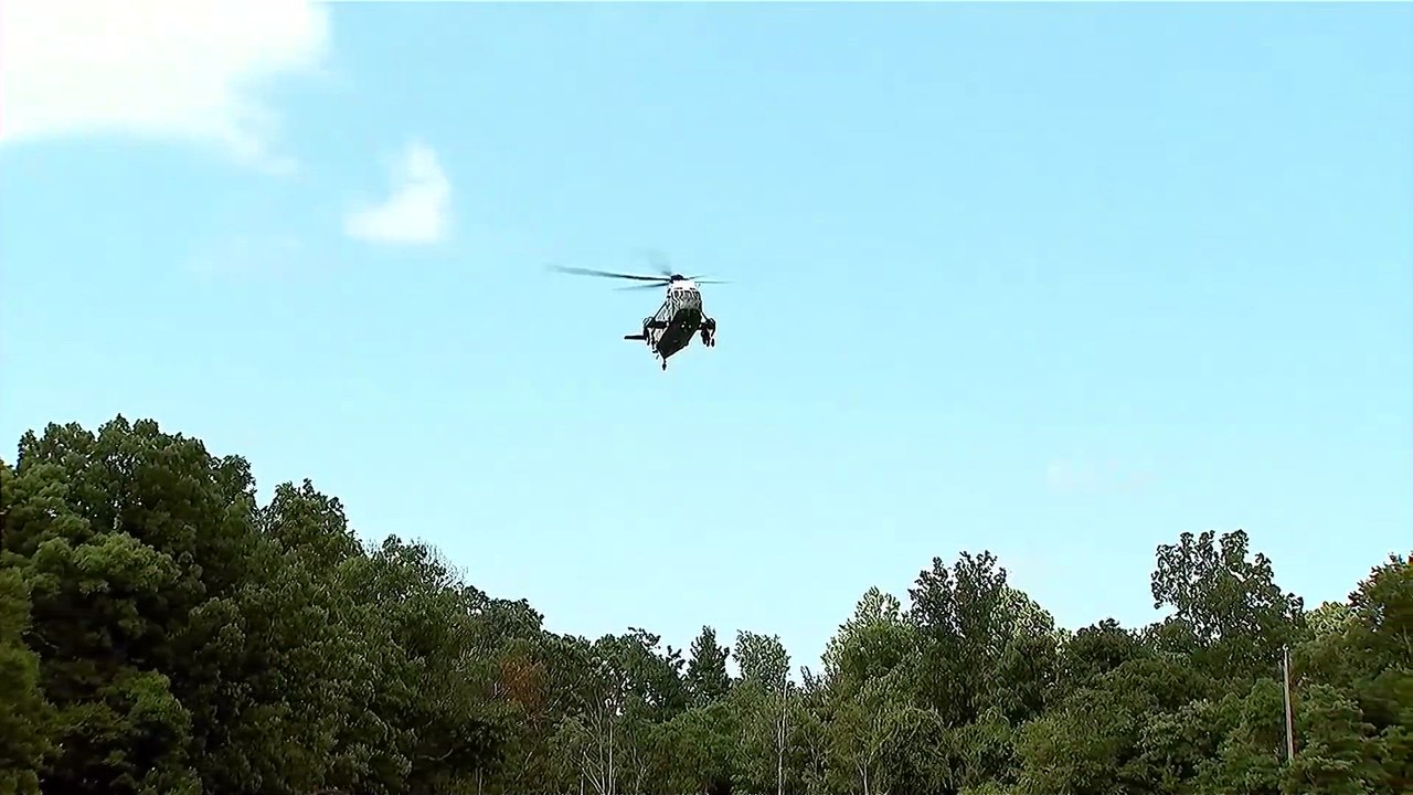 TRUMP’s luxury golf cart turns heads as he arrives at CAMP DAVID