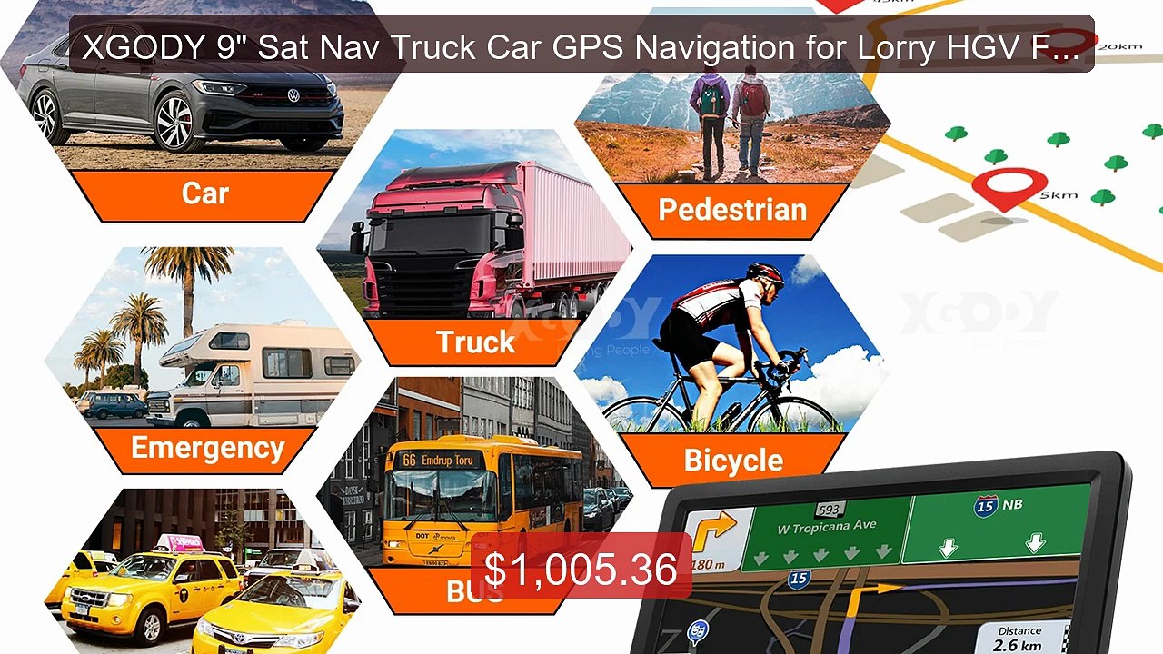 XGODY 9" Sat Nav Truck Car GPS Navigation for L...